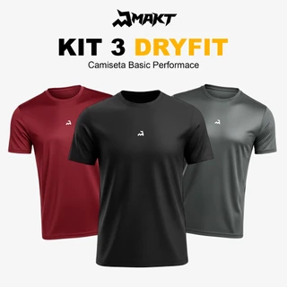 Kit 3 Camiseta Dry Masculina Manga Curta Fitness Academia Corrida CrossFit Poliester Premium
