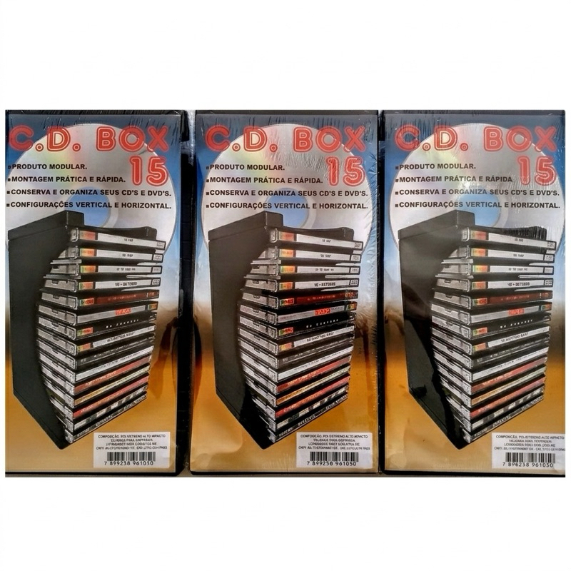 Kit 3 Porta CDs - Box Modular para 15 CDs | Shopee Brasil