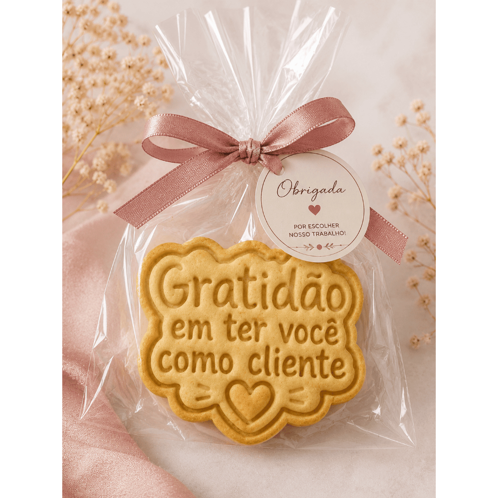 Cortador e Marcador de Biscoito Gratidão Cliente 6x7cm Molde