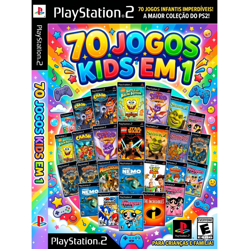 70 JOGOS KIDS PARA PS2 | CRIANÇA E FAMILIA NO PENDRIVE + MEMORY