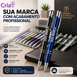 Kit 50 a 90 Unidades Caneta de Metal Personalizada Com Logo Empresa ou Frase