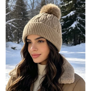Gorro Feminino com pompom Inverno Modelo Clássico Uso Diário e Passeios