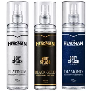 KIT COM 3 BODY SPLASH MASCULINO IMPORTADO - BLACK GOLD + PLATINUM + DIAMOND