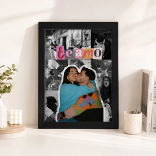 Quadro Personalizado Presente para Casal Moldura em Madeira