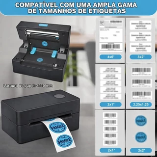Impressora Termica de Etiquetas 100x15 Bluetooth 4x6 Para Shopee Mercado Livre Correios Compatível com PC e Celular