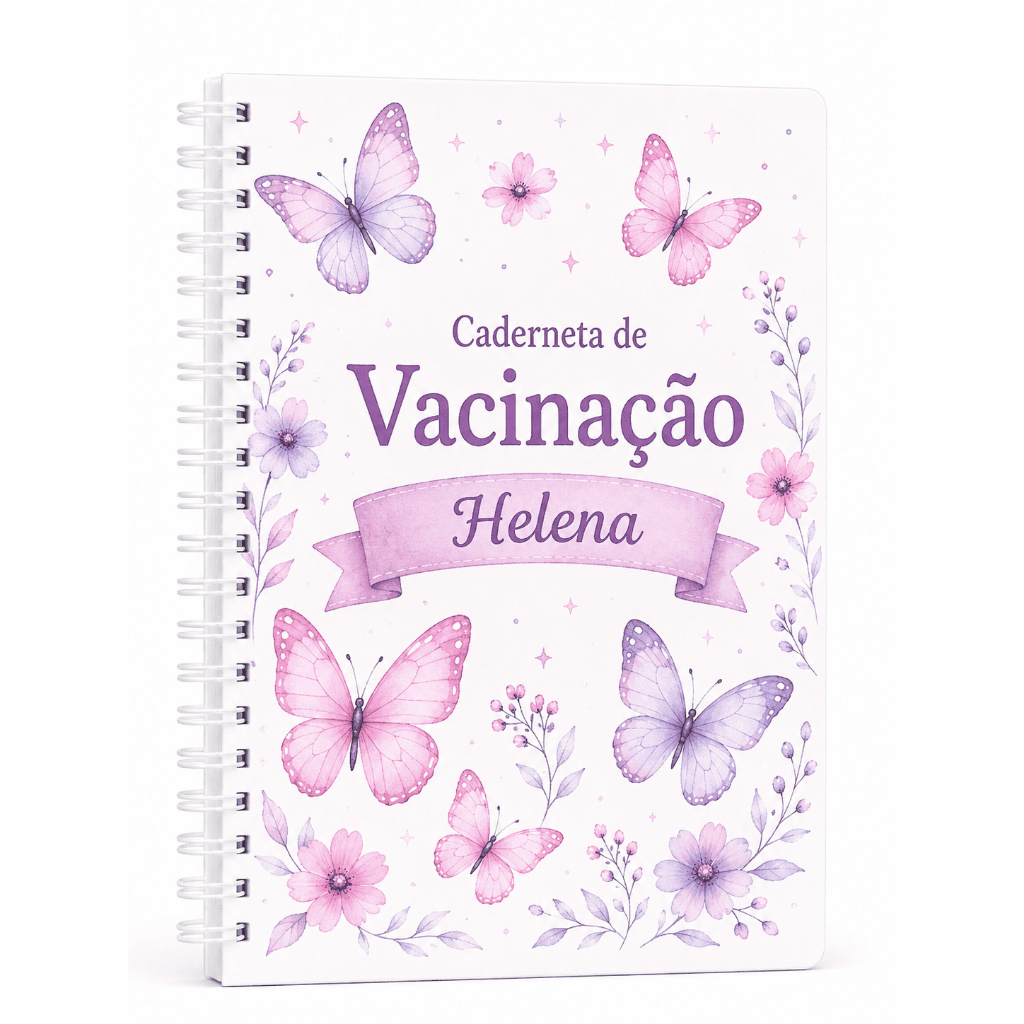Caderneta de Vacinação Borboletas Lilás e Rosa — Fosco