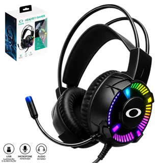Fone De Ouvido Gamer Com Fio Microfone LED RGB USB P2 40mm Para PC PS4 Xbox-Onistek