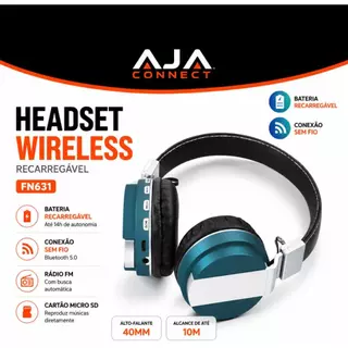 Headset Bluetooth FN631 Wireless Recarregável 14h Rádio FM MicroSD