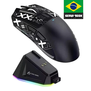 Attack Shark X11 Mouse Gamer Sem Fio, Tri-Mode, 22000DPI, RGB, Com Dock Magnético, Bluetooth, 2.4GHz
