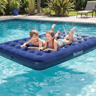 Colchão Inflável Casal Queen Bestway Suporta 300kg Camping Praia Piscina Acampar Trilha Acampamento Sítio Casa Cor Azul
