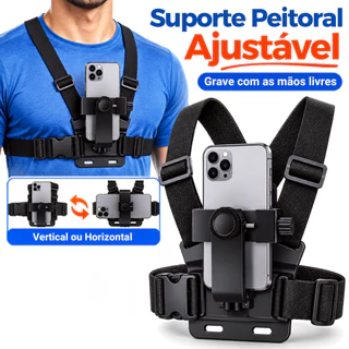Suporte para Celular no Peito Ajustável Compatível com GoPro para Moto Bike Ciclismo e Vídeos