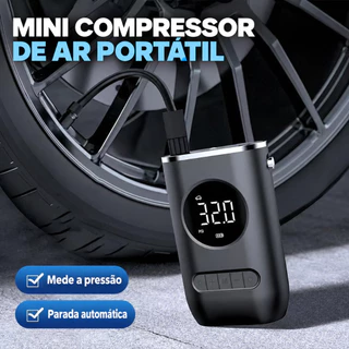 Inflador de Pneus Compressor de Ar Portátil Calibrador Bomba Elétrica Digital Sem Fio 150 PSI 4000mAh Carro Moto Bike