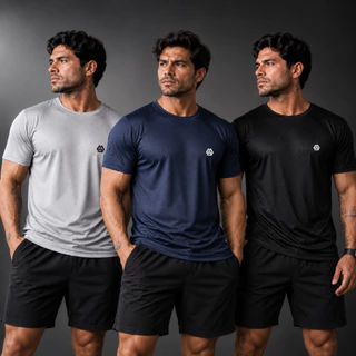 Kit 3 Camisetas Dry Fit Masculina ALTRIX Original Manga Curta Academia Treino Corrida Esportiva Leve Respirável