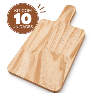 Kit Tábua Madeira Pinus Natural Para Cortar Para Cozinha e Churrasco 10 Unidades