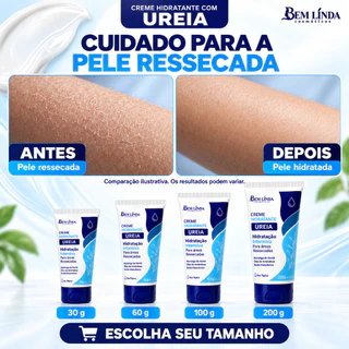Creme Hidratante Corporal UREIA Bem Linda Peles Secas Manteiga de Karité e Óleo de Amêndoas 30g 60g 100g 200g Hidratação