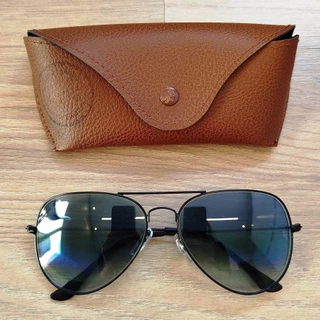 Óculos de Sol Preto Fumê Degradê lAviador Em Metal Lentes em Cristal Masculino Feminino Luxo UV400