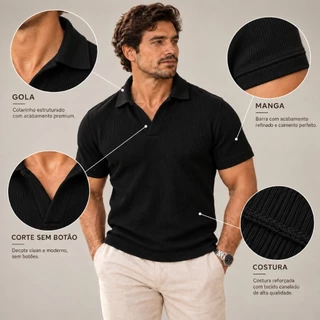 Camisa camiseta Polo Masculina Elegante Clássica Old Money gola em vê em alta