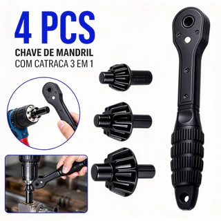 Conjunto de 4 chaves de mandril de ferro para furadeira