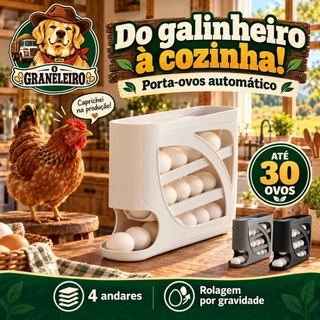 Porta ovos 4 andares em plastico para geladeira Organizador 30 ovo sistema rolante automatico
