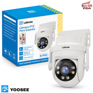 Câmera de Segurança WiFi PTZ Externa 2MP YOOSEE Visão Noturna Alerta de Movimento para Casa e Comércio