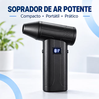 X9 Soprador de Mão Sem Lâminas de Alta Velocidade Portátil com Visor Digital, Cor Preta Fosca, Carregamento Ti