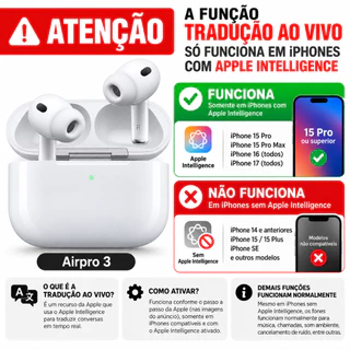 Fone de Ouvido Bluetooth Tradutor Sem Fio Airpro 3 Cancelamento de Ruído ANC Branco