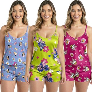 Kit 3 Conjuntos Baby Doll Short Doll Sem Bojo Original Estampas Personagens em Oferta na Shopee