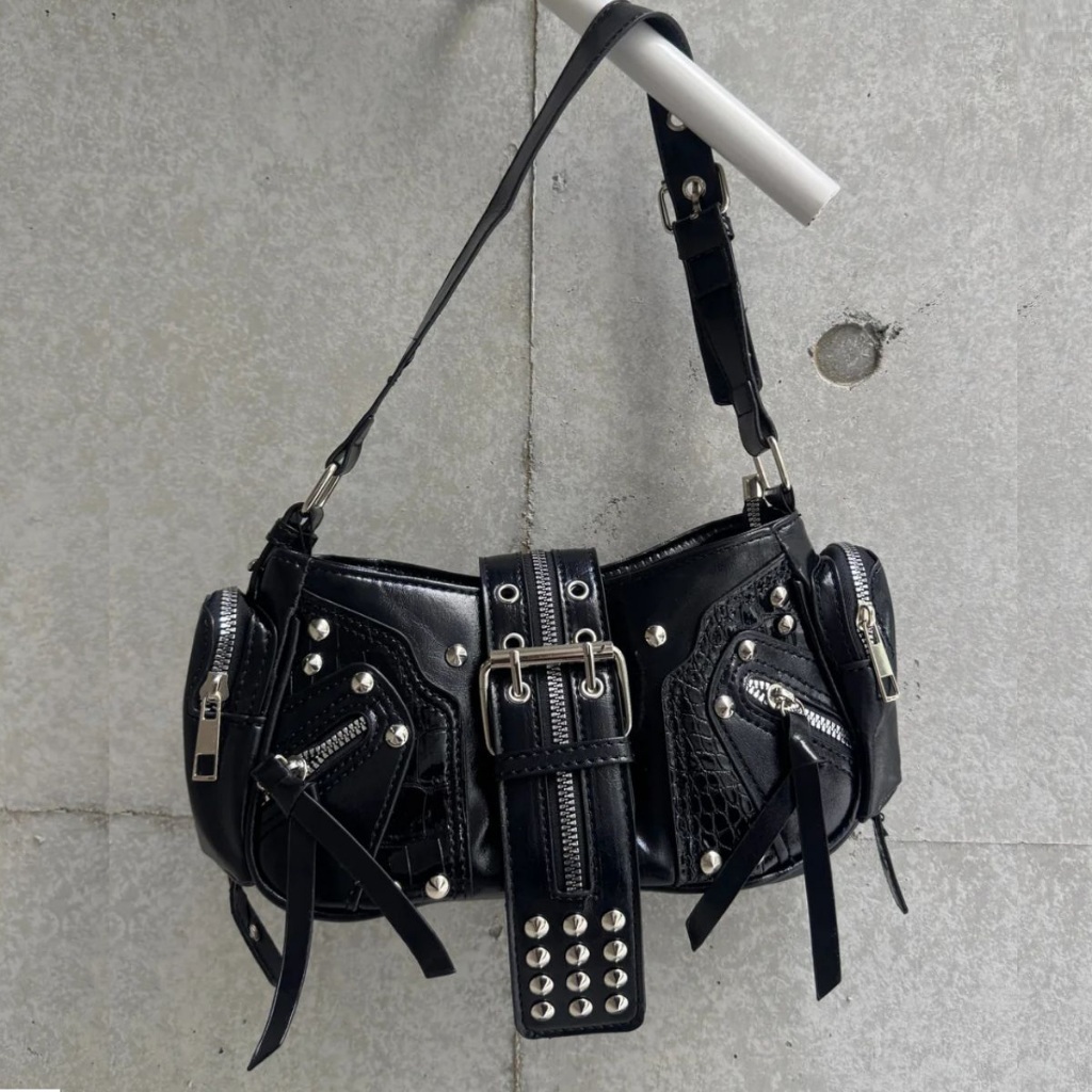 Bolsa Feminina De Ombro Shoulder Bag Rock Punk Y2K com Tachas