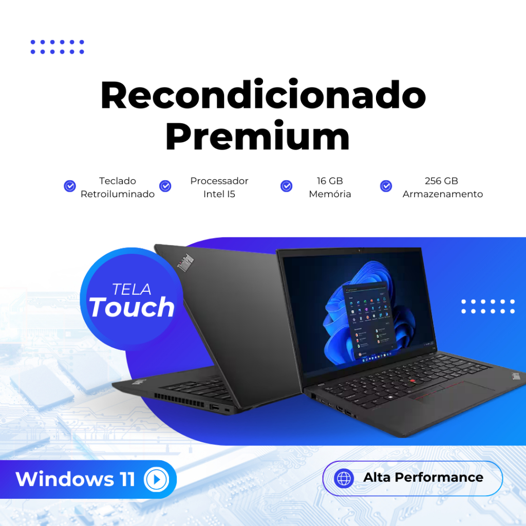 Notebook Touch Lenovo Corporativo ThinkPad Core i5 16GB 256GB SSD