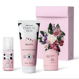Presente Cuide-Se Bem Deleite Mães 2026 O Boticário com hidratante 200ml, body splash 60ml e creme de mãos 40gr em Oferta na Shopee