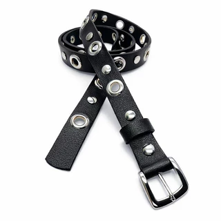 Cintos Femininos Fino Largura 2.0cm Punk Rock Couro Sintético Com Ilhós 45 + Rebite - Luana
