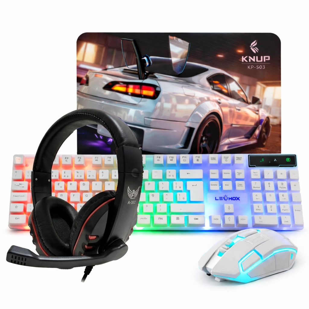 Kit Gamer Completo Branco RGB Teclado Mouse Gamer Headset PC + Mouse ...
