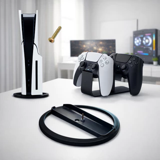 Gamer PS5 Base Vertical |Suporte para Controle | Organizador Setup PS5 Slim, Fat, Digital e Pro
