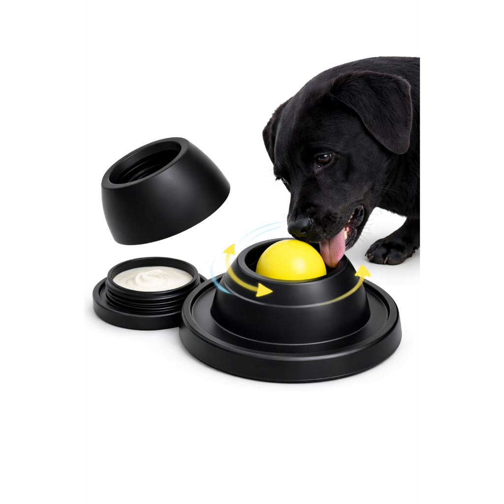 Brinquedo Interativo Pet Bola Giratória Anti Ansiedade Preto