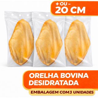 Petisco Natural Para Cães Orelha Bovina Desidratada Mordedor Embalagem com 3Unidade em Oferta na Shopee