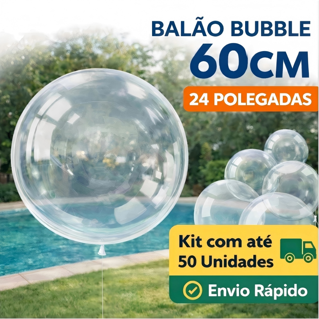 Kit 5 Un Balão Bubble Transparente 24 Polegadas 60cm Decoração Bolha ...