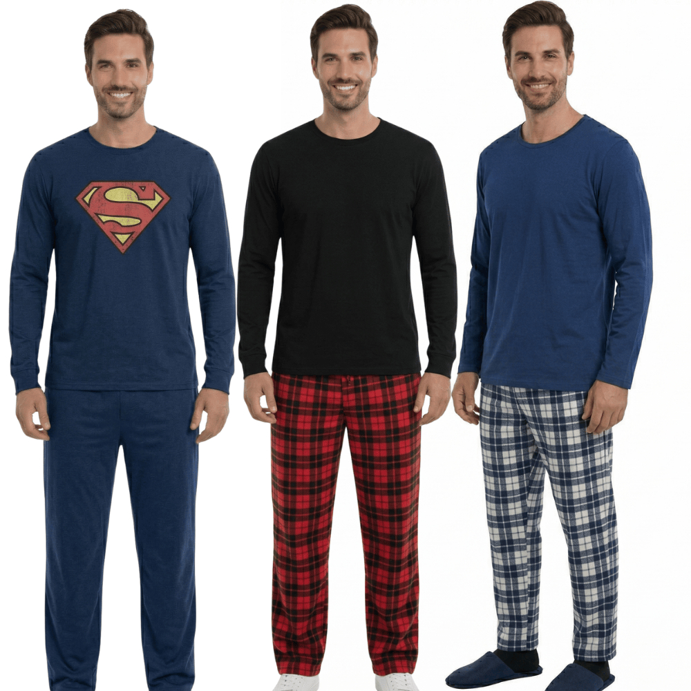 Pijama Masculino Longo  Básico Xadrez Outono Inverno a Manga Manga Longa/ Pijama Masculino Estampado em Oferta na Shopee