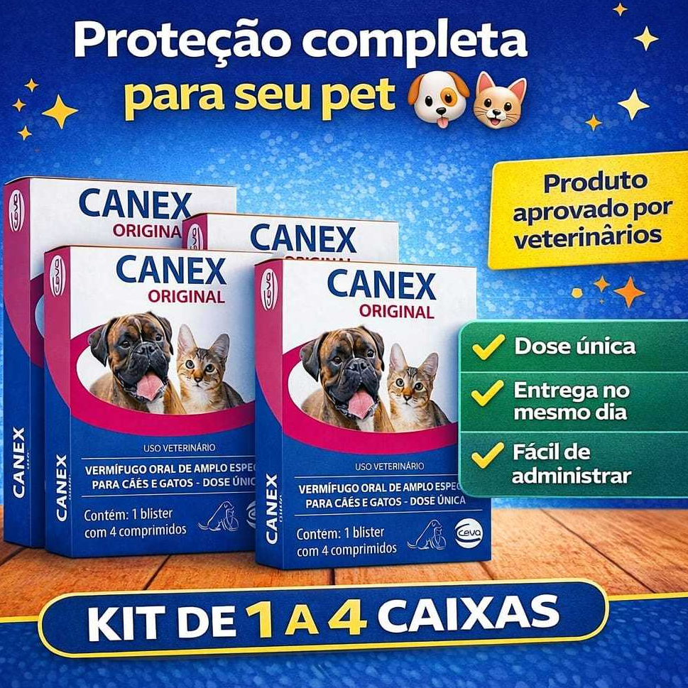 Vermífugo Canex Original Cachorro Gato Kit 1 a 4 caixas Comprimidos ...