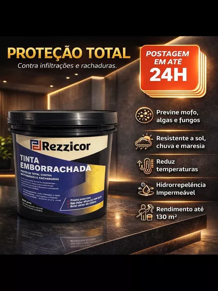 Tinta Borracha 4kg/18kg Líquida Rezzicor - Reboco - Laje - Casa Paredes Super Proteção Impermeável Envio 24H