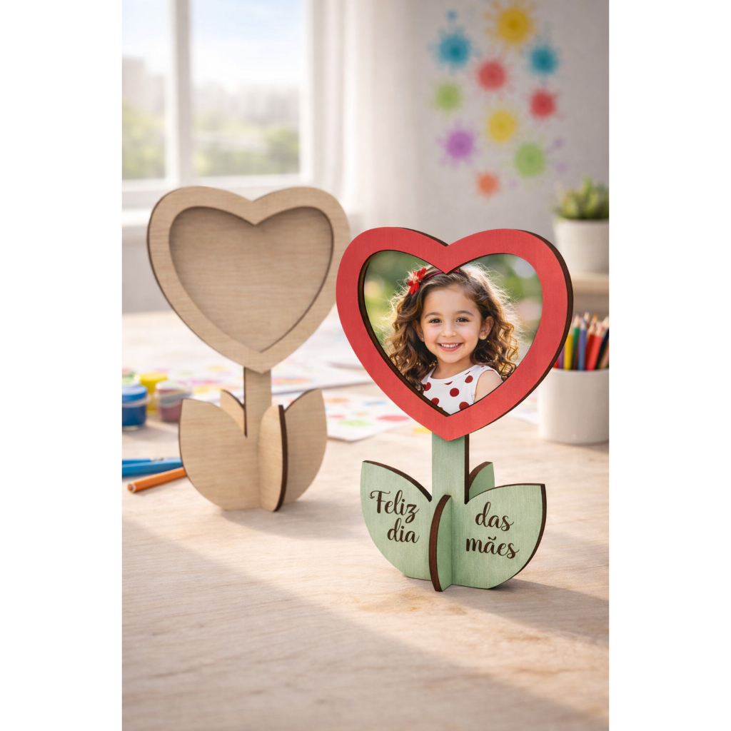 Kit 10/20/30 Lembrancinha  Coração Foto Dia Das Mães Infantil Mdf em Oferta na Shopee