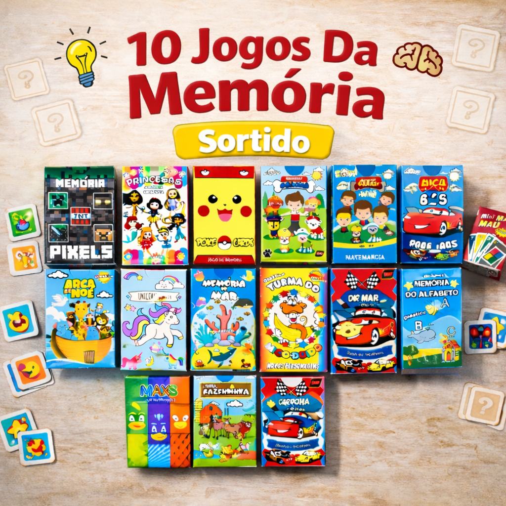 Kit 10 Jogo da Memoria Infantil p/ Kit Festa Lembrancinha Prenda