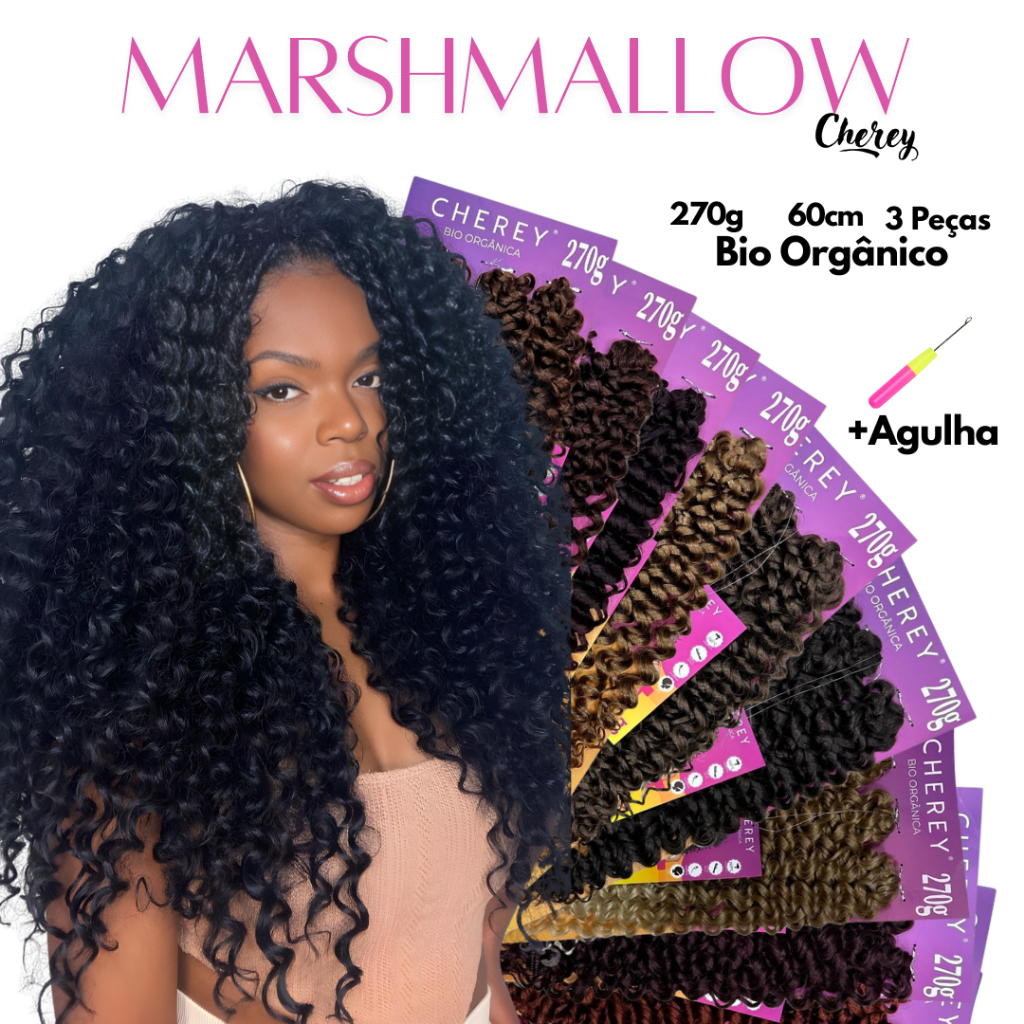 Cabelo Bio Orgânico Cacheado Cherey 270g Crochet Braid Marshmallow