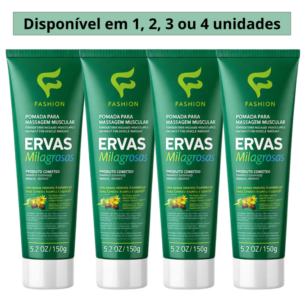 Pomada Massageadora Ervas Milagrosas 150g Fashion Cosméticos Alívio De Dores Musculares