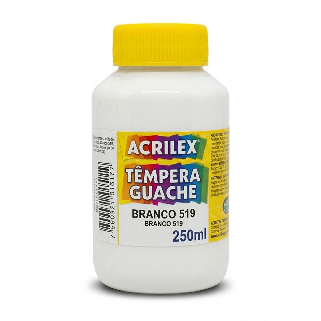 Tinta Guache Branco 250ml Acrilex Têmpera Guache Escolar Artística ...