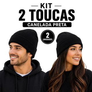 Kit 2 Touca (duas) Preta de Lã Unissex para Inverno e Frio Alta Qualidade