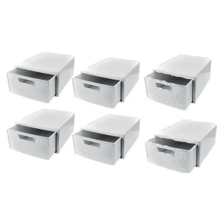 OFERTA KIT Gaveteiro Rattan Empilhável Preto ou Branco Nitron