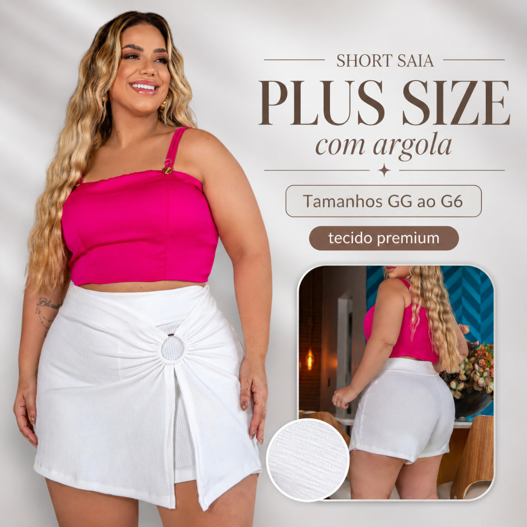 Short Feminino Plus Size Tecido Anarruga 51932