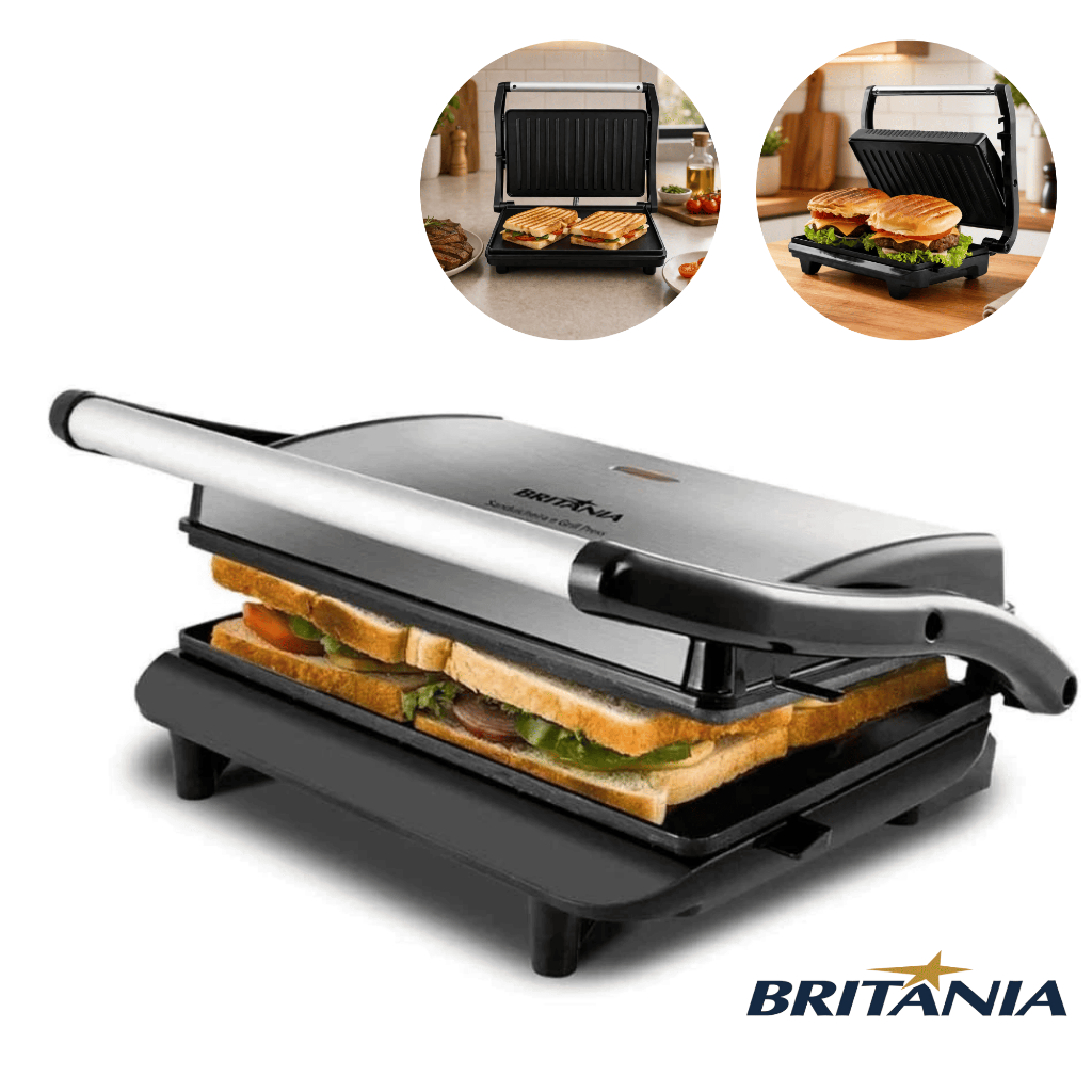 Sanduicheira e Grill Elétrica Britânia Press BGR27I 2 em 1 A