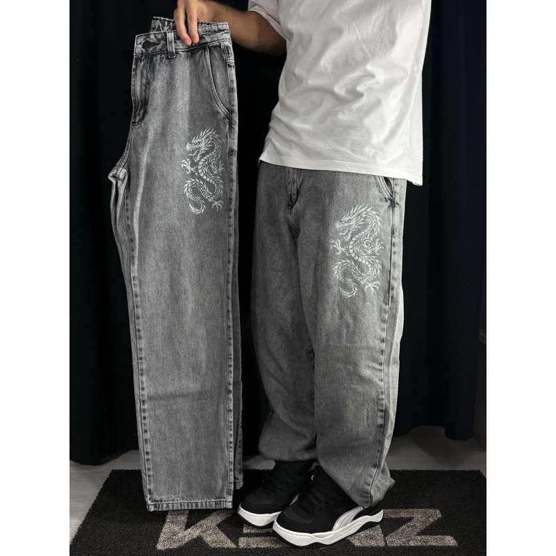 Calça Kenz Jeans Baggy Dragon Estonado | Shopee Brasil