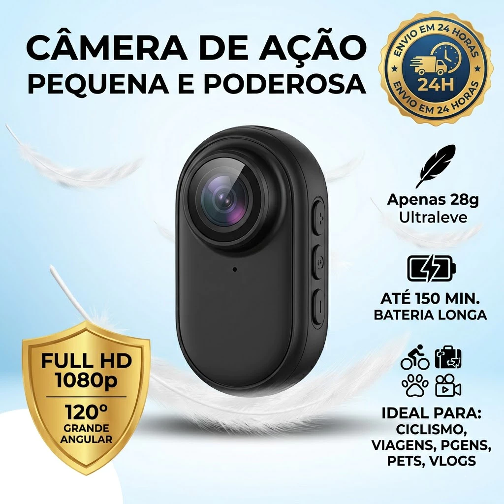 Mini Câmera Esportiva 1080P HD Action Cam Prova D'Água para Moto Bike Capacete Esportes Radicais